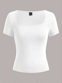 SHEIN EZwear 3 件套女士黑色、橄榄绿、白色短袖短款休闲修身 T 恤，适合夏季 - 彩色 - 查看 3