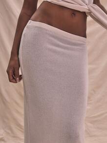 MUSERA Saia maxi de malha ajustada para o verão, férias, estilo boho, fofa e elegante, perfeita para festas e eventos. - Creme - Ver 5