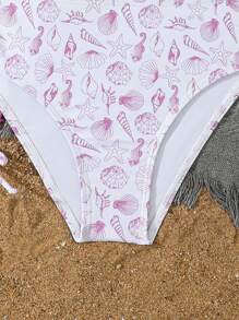 3pcs/Set Tween Girl Printed Tankini Swimwear - Purple - View 4