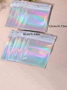 50/100 Túi Mylar Holographic - Bao bì giấy bạc chống mùi có khóa kéo có thể đóng lại để đựng đồ trang sức/kẹo/ốc vít - Túi nhựa tự dán Rainbow Laser - Nhiều màu - Xem 8