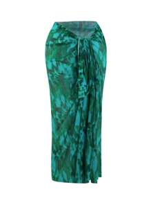 Swim Oasis Bata kimono holgada de talla grande con estampado floral aleatorio, versátil para cubrir en la playa en vacaciones de verano