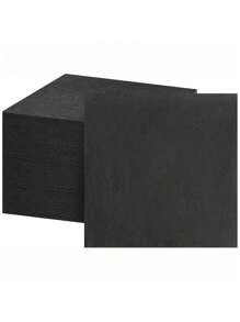SHEIN Basic living 20pcs/50pcs/100pcs Disposable Luncheon Napkins Black Paper Quilted Black Dinner Napkins For Weddings, Reception, Party Halloween Decorations Black Beverage Napkins Party Supplies,Christmas - Multicolor - View 5