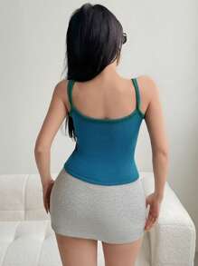 INAWLY Women's Casual Contrast Trim Knit Camisole - Blue - View 2