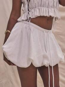MUSERA Puffball Mini Drawstring Skirt Summer Holiday Vacation