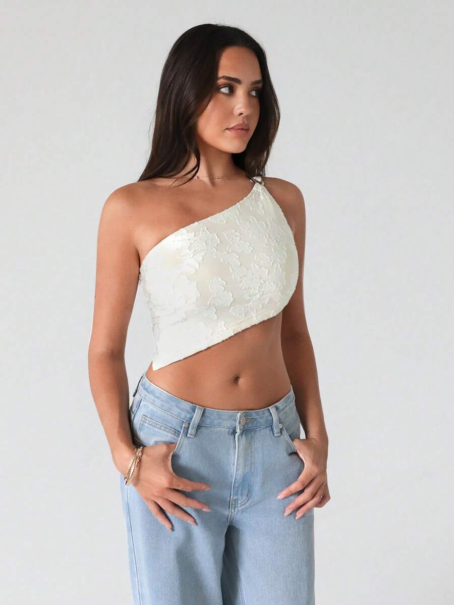 Roylia Elegant,Sensual & Sexy Crop Singlet Top - Apricot - View 1