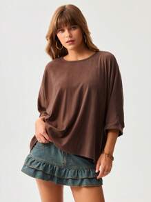 SHEIN LUNE Women Casual Loose Long Sleeve T-Shirt, Comfortable Family Wear For Spring