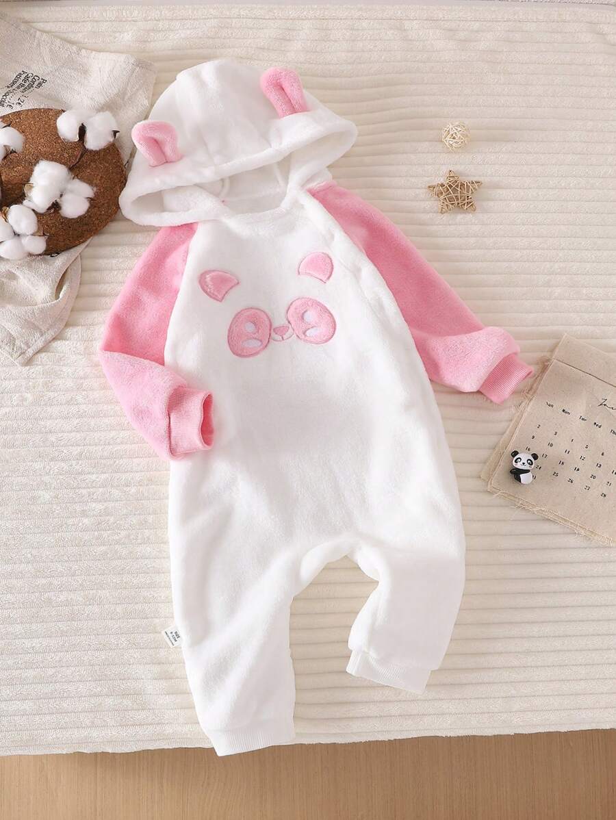 1 pieza Mono lindo rosa para bebés niñas, otoño e invierno - Blanco - Ver 1
