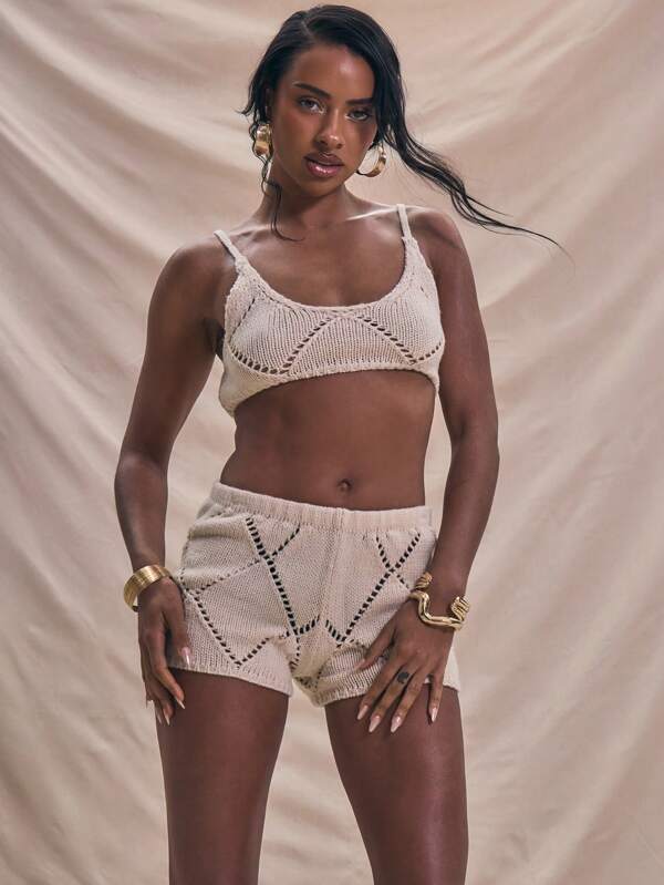MUSERA Pattern Knitted Strappy Cropped Top Summer Holiday Ibiza Boho Soft Serve