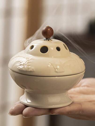 Cirelle 1pc Vintage Minimalist Incense Holder Decorative Accessory, Ceramic Zen Aromatherapy Furnace, Room Decor, Living Room, Bedroom, Ramadan Decoration