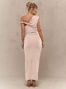MISSGUIDED Vestido midi elegante com ombros à mostra, justo ao corpo, para festas, casamentos e ocasiões especiais. Confeccionado em jérsei. - Rosa - Ver 2