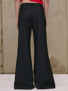 COUREZ Y2K taillierte Schlaghose mit niedriger Taille, Vintage - Schwarz - Übersicht 3