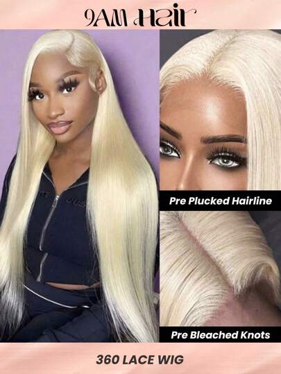 360 Full Lace 613 Blonde Color Human Hair Lace Wig