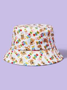 SCOOBY-DOO X SHEIN All-Over Cartoon Print White Bucket Hat - White - View 1