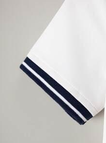 SHEIN Young Girl' Collegiate Style Solid Color Collar Heart Print Polo Dress, Suitable For Back To School, Daily Wear, Summer - White - View 7