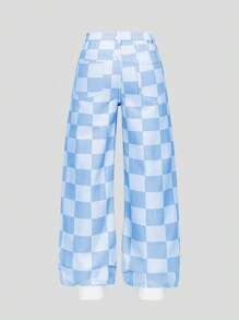 Sparklyn Quần Jeans Rửa Sạch Đơn Giản In Kẻ Sọc Thời Trang Cho Bé Gái Tuổi Teen - Màu xanh nhạt - Xem 2