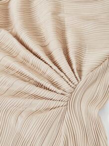 Ellevyn Robe élégante pour femmes à col rond sans manches, à motif jacquard texturé, avec ourlet asymétrique mi-long, couleur abricot, robe d'été/printemps pour les vacances