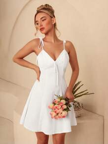 Glamine Elegant Solid Color Backless Tie-Strap Summer Dress
