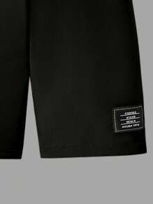 SHEIN 2pcs/Set Young Boy Casual Minimalist Pattern Fitted Casual Pants + T-Shirt Set, Suitable For Summer Summer Holiday