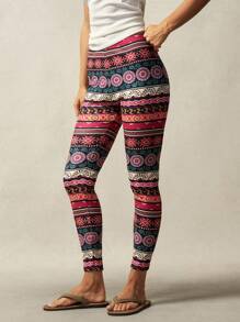 Bohemela Geometric Print Thermal Lined Leggings Autumn Winter BOHO Riga Velvet Halloween Christmas Causl Home - Multicolor - View 5
