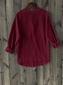 EMERY ROSE 女士纯色长袖衬衫，简约时尚，适合夏季 - 玫瑰紅 - 查看 2