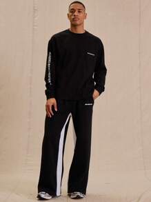 Musero Long Sleeve Oversized Slogan Graphic Sweatshirt Loungewear