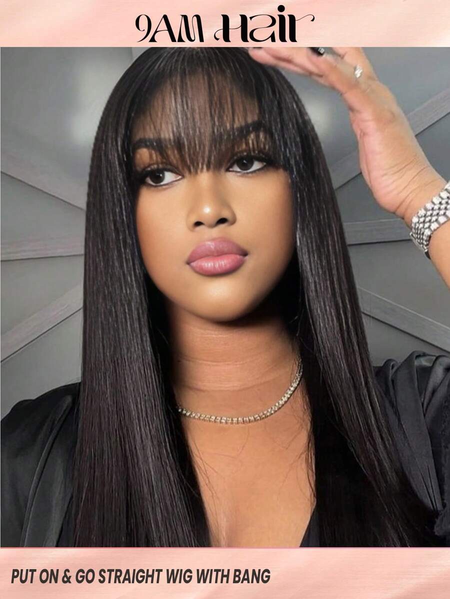 Đầu Che phủ : + 200% Mật độ + 12-32inch + Tóc thẳng + Thực tế Cơ chế Tóc giả - Natural Black - Xem 1