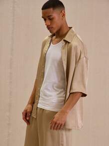 Musero Boxy Short Sleeve Crew Neck Graphic Print Tshirt Top Spring Summer Essentials Streetwear - Coffee Brown - View 2