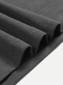 ROMWE MEN Prep Men's Street Lips Printed 350g Suede Fleece Contrast Mesh Pocket T-Shirt - Dark Grey - View 5