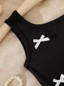 Souflis Souflis Vestido de verano sin mangas nuevo negro para niñas pequeñas, vestido de tutú de princesa vintage con decoración de mariposa y fruncido a la cintura
