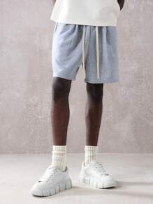 SUMWON Essential Pleated Athletic Shorts Drawstring Waistband Lightweight Training Workout Casual Summer Sports Gym Relaxed Fit Activewear Performance Shorts - Light Grey - View 1
