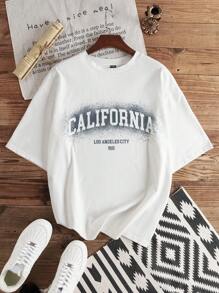 Manfinity Hypemode 标准尺寸男士白色常规版型 T 恤（面料）带字母图案印花