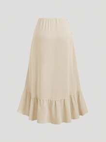 Sweetra Women's New Valentine's Day Wine Red Spring/Summer Palace Retro High-Low Hem Skirt, Drawstring Ruffle Layered Skirt, Party Skirt, Bohemian Style Skirt Fall Cloth For Women - Apricot - View 2