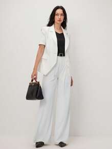 BizChic White Elegant Commuting Women's Jacket, Long Sleeve, Lightweight For Spring/Summer - White - View 3