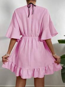 Chiquease Cubre camiseta de manga corta con cuello en V de gasa, unicolor, minimalista y elegante, adecuado para el verano