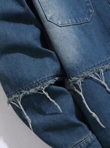 Manfinity Homme 男式前扣长袖口袋休闲牛仔夹克