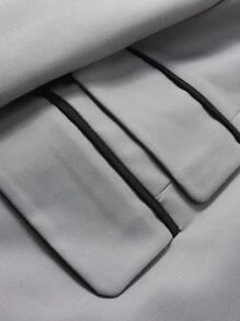 Manfinity Mode Plus Size Men's Colorblock Lapel Neck Blazer And Pants Suit Set