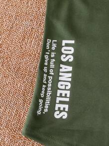 SHEIN Tween Boys' Simple Printed Round Neck Short Sleeve Top And Long Pants 2pcs Outfit