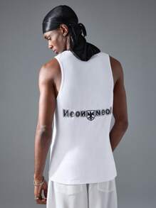 NEON BLANC 男士街头风印花针织背心 - 白色 - 查看 3