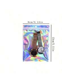 50/100 Túi Mylar Holographic - Bao bì giấy bạc chống mùi có khóa kéo có thể đóng lại để đựng đồ trang sức/kẹo/ốc vít - Túi nhựa tự dán Rainbow Laser - Nhiều màu - Xem 4