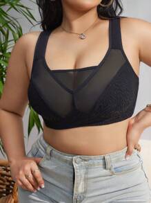 SHEIN 1pc Plus Size Women Wireless Comfort Bra - Black - View 8