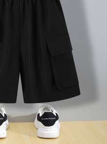 SHEIN Set de 2 bucăți Tween Boy, cămașă și pantaloni cargo, lejer - alb - Vizualizare 7