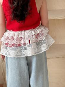 DAZY 女童蕾丝半身裙，春夏款 - 白色 - 查看 2