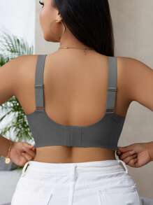 Plus Size Women's Seamless Gummy Bra, Soft Support Underwire Free Lightly Padded Push Up Bra (Single) - Dark Grey - View 2