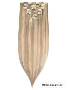 7PCS Straight Clip In Hair Extensions 100% Real Human Hair 14-24 Inch 115G Double Weft Invisible Clip Hair Extensions Remy Natural Human Hair For Women Girls Daily Use - S18A/613A - View 2