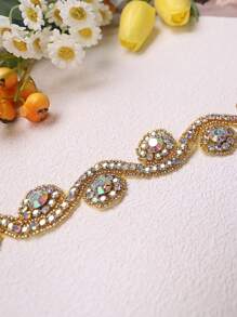 1pc Handmade Sparkly Bridal Headband - Diamante & Sequin Embroidered Wedding Sash, 3cm Width Bride Hair Accessory Elegant Wedding Tiara,Clothes Decoration Supplies Accessories,Home Decor,Wedding Decor(30/60/90cm)