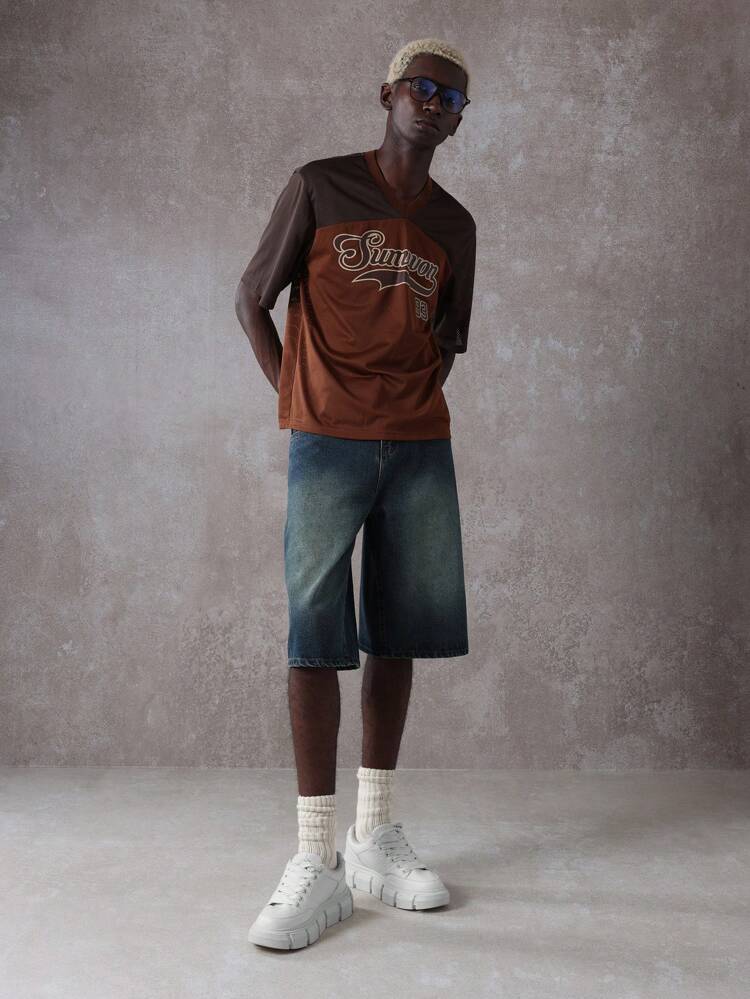 SUMWON Designer Denim Bermuda Shorts Wide Cut Streetwear Urban Fashion Summer Skater Oversized Relaxed Fit Casual Walking Comfort Wear