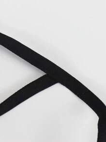 男士性感内衣丁字裤，带肩带，贴身内衣 - 黑與白 - 查看 4