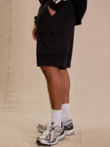 Musero Men Clip Belt Cargo Pocket Shorts Y2k Spring Summer Easter - Black - View 3