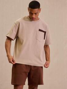 Musero Double Pocket Detail Oversized T-Shirt For Spring Summer - Grey - View 1
