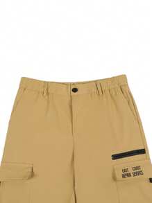 Manfinity Homme Manfinity Mode 男士多口袋工装裤，品牌时尚百搭休闲裤，工装裤 - 卡其色 - 查看 6